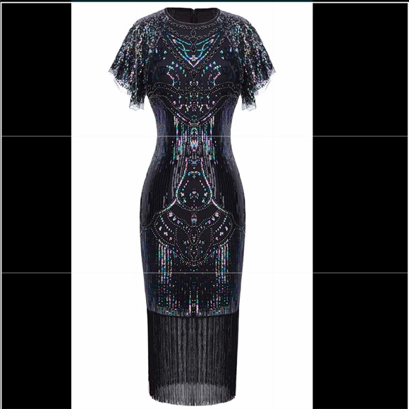 Dresses & Skirts - 1920s Sequined Tassels Hem Flapper Dress